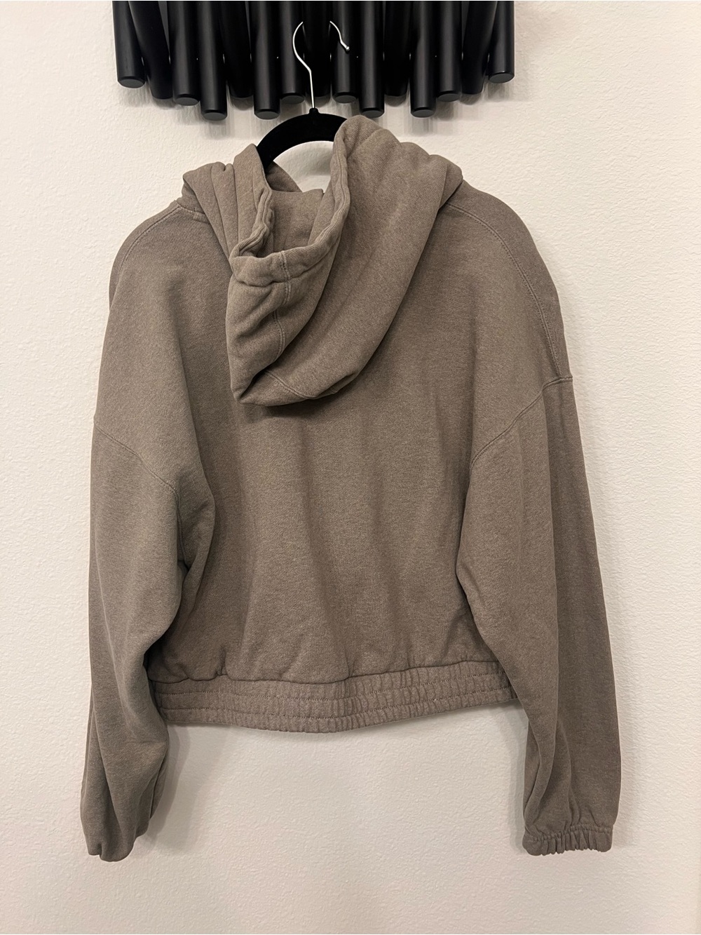 Jordan Taupe Cropped Hoodie with Patch Logo - Picture 3 of 3